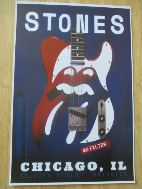 Rolling Stones Concert 2019 Tour Poster Chicago Il Guitar