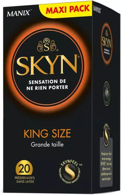 KING SIZE - 20 Préservatifs Grande Taille Couleur Naturelle - Sans Latex - SKYN 2