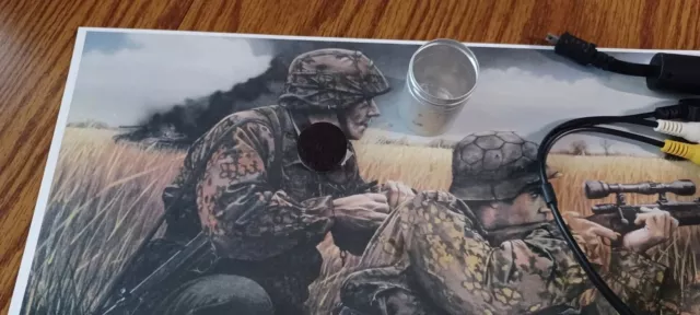 German Snipers Russian Front. Camo smock. Mauser 98k scope t-34 in background