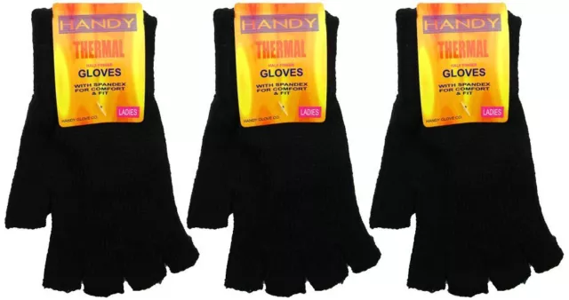 Bargain packs of Black Ladies Thermal Fingerless Gloves FAST DELIVERY 🚚 2