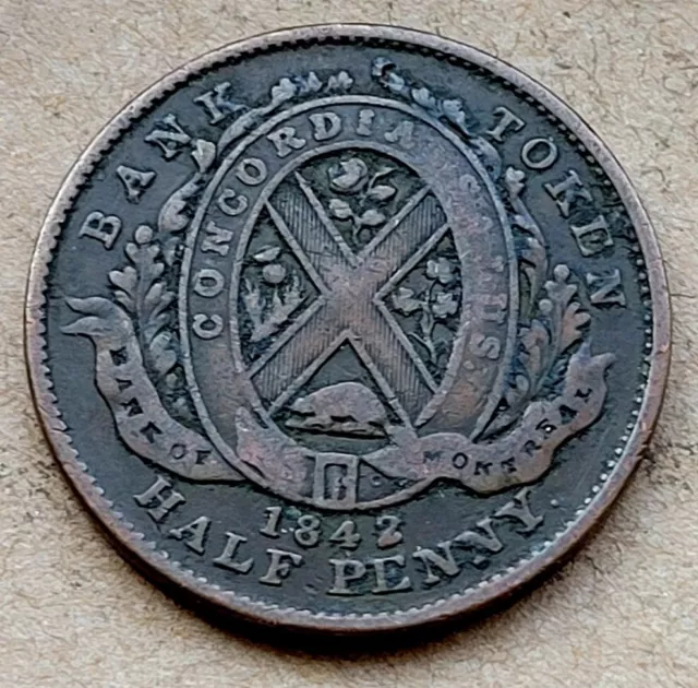 1842 Bank of Montreal One Penny Token Half Penny Token Canada Province