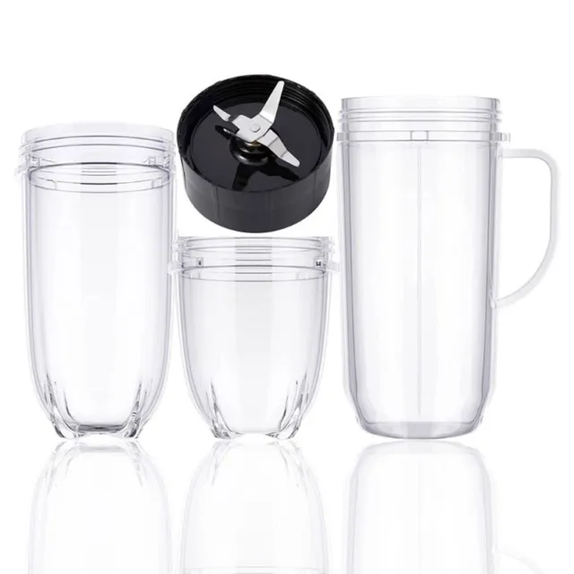 2 Packs 22oz Tall Replacement Blender Cup with 2 Flip Top to Go Lid and Handle Compatible with Magic Bullet Cups Travel Mugs 250W MB1001 Blender