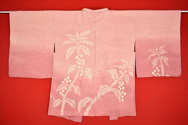 Vintage Japanese Kimono Silk Antique BORO HAORI Kusakizome SHIBORI/B681/485