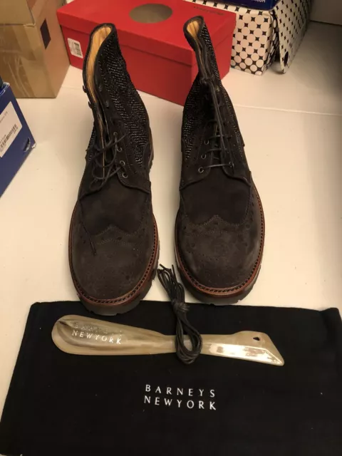 Vintage Barneys New York Oiled Suede Wingtip Boot Size 11.5 Made In Italy $540 3