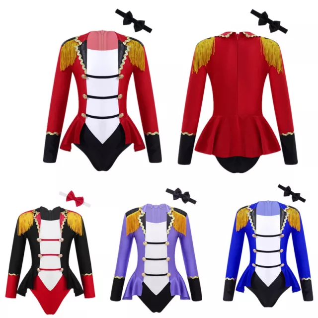 Kids Girls Ringmaster Circus Costume Outfits Stage Dance Performance Leotard