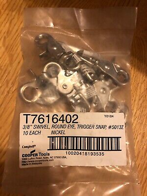 QTY 10 Campbell Cooper 3/8" Swivel Round Eye Trigger Snap T7616402 Nickel 30 LBS