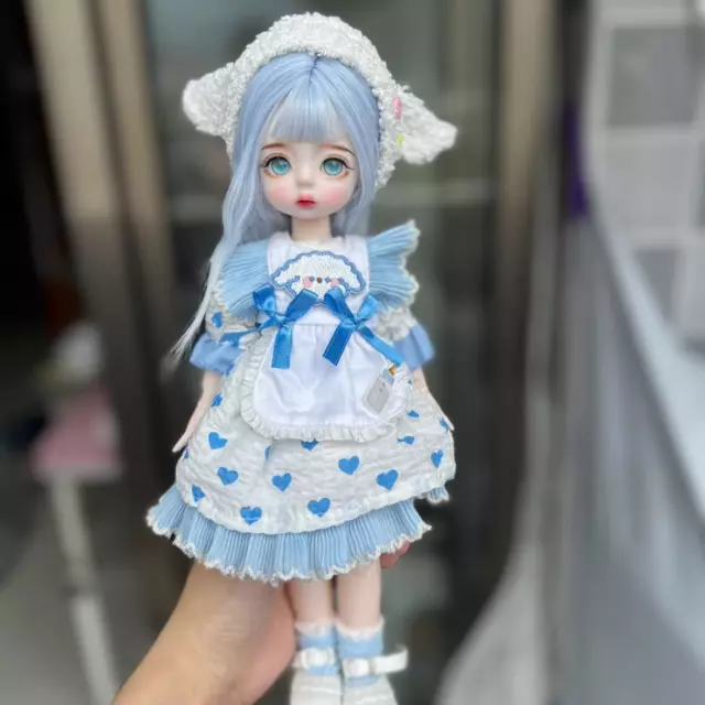Full Set Ball Jointed Kids Gift 1/6 Pretty Girl BJD Doll Eyes Dress Makeup Toys