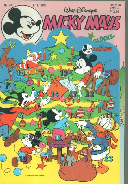 Micky Maus Heft Nr.49/1988, mit Beilage (Adventskalender) ohne Mini-Comic