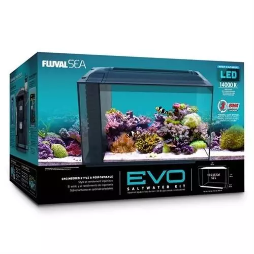 Evo Aquarium Complete Kit 13.5 Gallons (22" X 11.5" X 12.5") W/Skimmer & Heater