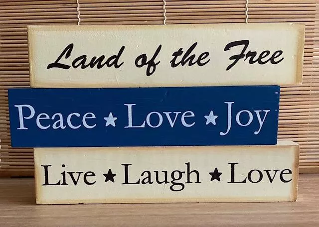 3 Wood Sign Decor Freestanding Sign Peace Love Joy Live Laugh Love Set #8