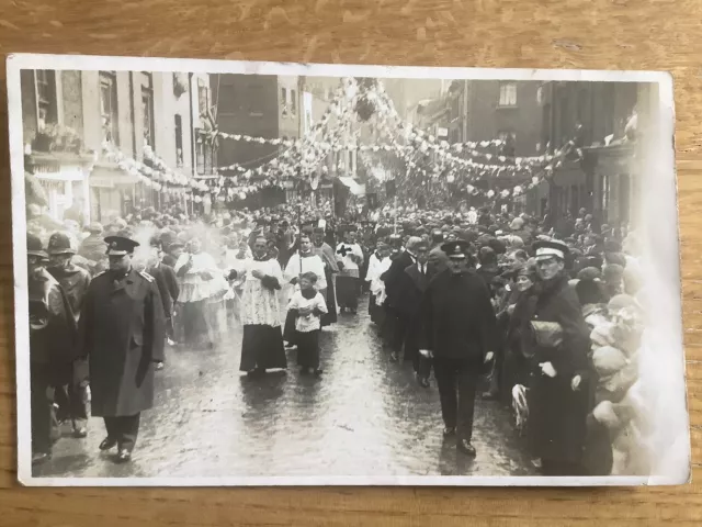 Vintage Postcard, London, Italian Procession, Clergy, Boat Boy, Real Photo