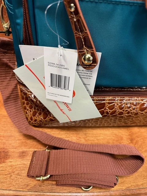 New Samantha Brown Classic Drop Bottom Satchel With Peacock / Camel 3