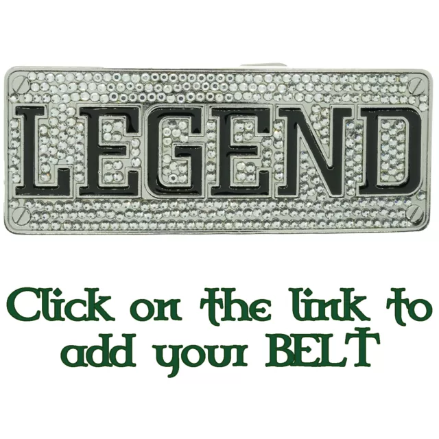 Legend Diamante Belt Buckle Biker Metal Gothic Mens Ladies Rhinestone UK Seller