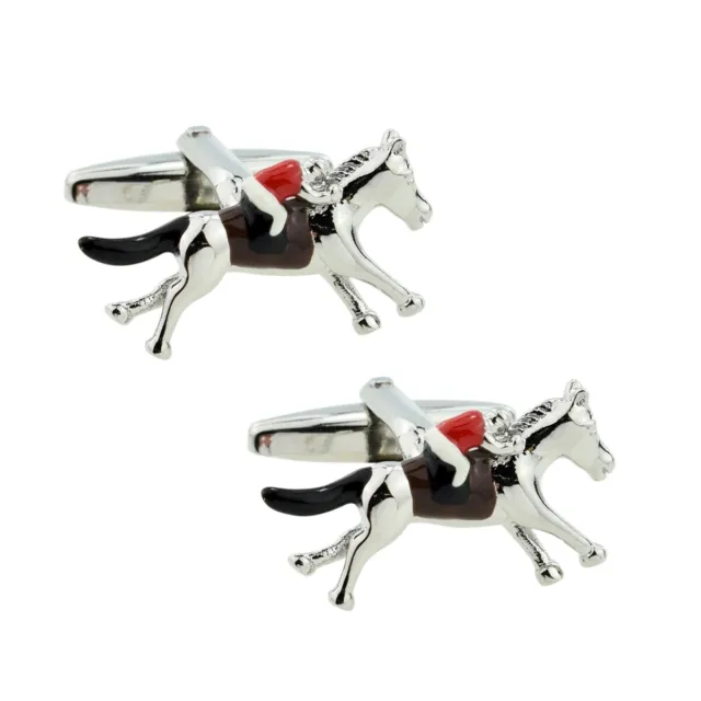 Race Horse with Colourful Jockey Equestrian CUFFLINKS Mens Present GIFT BAG