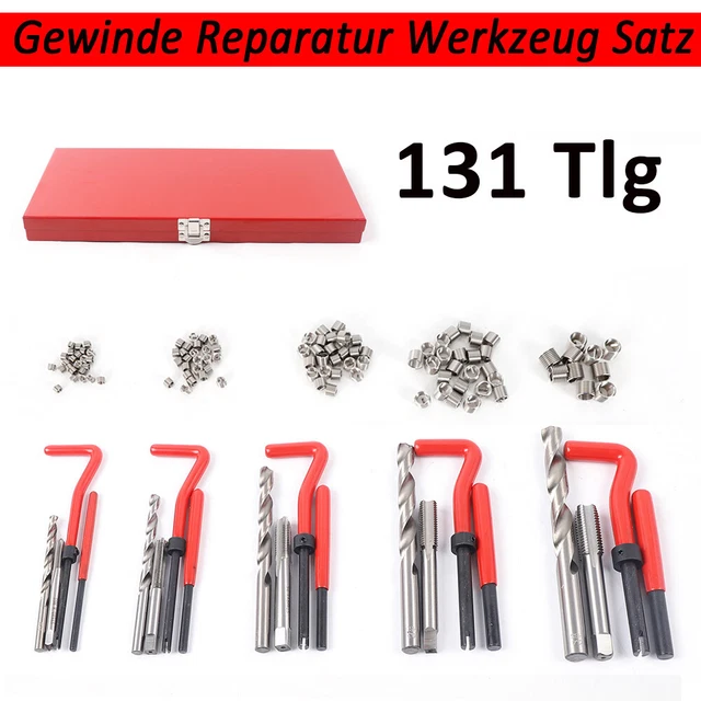 131pz riparazione filettatura kit strumenti riparazione filettatura auto M5 M6 M8 M10 M12 DE