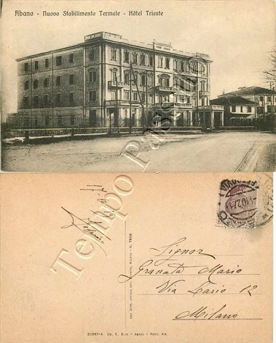 Cartolina di Abano Terme, hotel - Padova, 1919