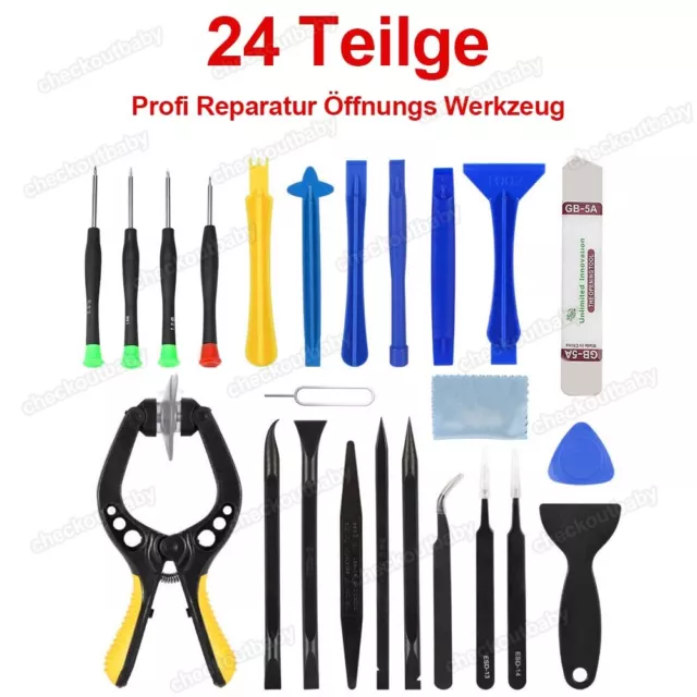 24tlg Profi Reparatur Öffnungs Werkzeug Saugnapf Kit für Smartphone Handy Tablet