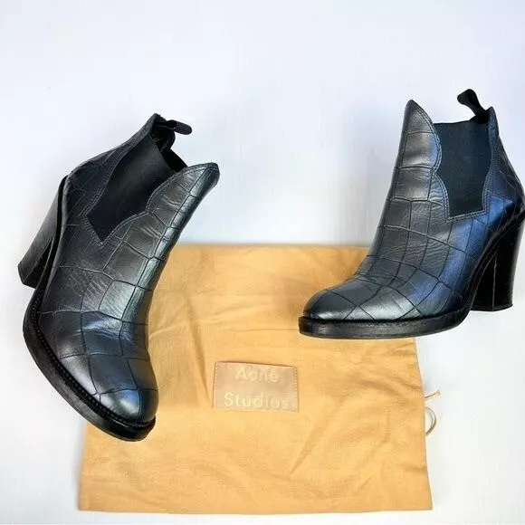 ACNE STUDIOS ankle boots womens size 7 black Leather Chelsea Boots