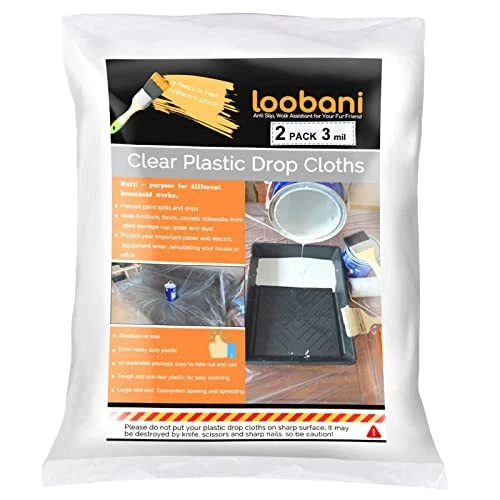 2 Piece 3mil Painter Plastic Drop Cloths SheetWaterproof Anti-dust Furniture ...