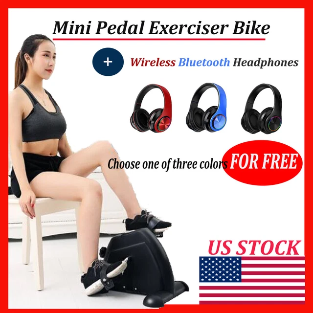 Mini Exercise Bike Pedal LCD And TWS Super Bass Wireless Bluetooth Headphones US