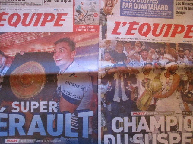 Lot L'EQUIPE 25 & 26 juin 2022 / ASVEL & MONTPELLIER champions de France