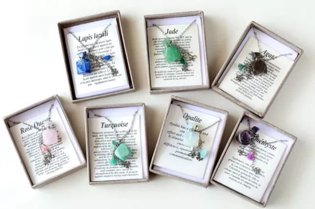 Gemstone Crystal Perfume/ Essential Oil Diffuser Bottle Pendant Necklace