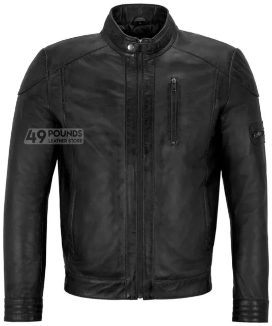 Men's Real Leather Jacket Black Napa Soft Casual Biker Motorcycle Style M-137