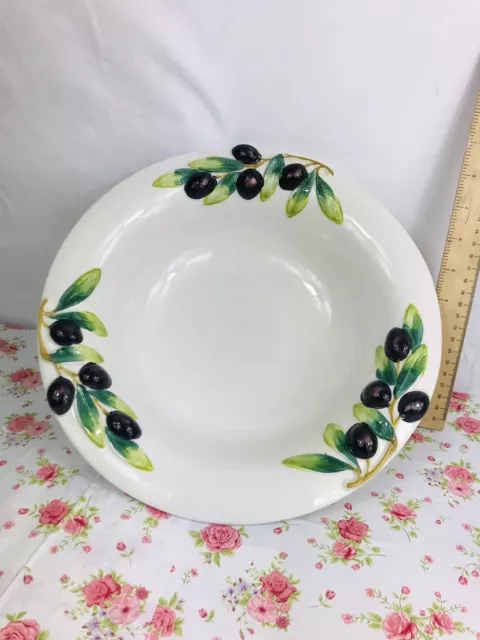 Vintage Hand Painted Italian Made 3D Olive Pattern Bowl