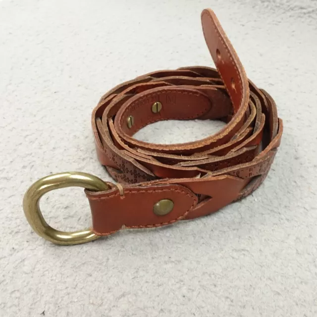 FOSSIL BRAIDED WOVEN Leather Belt Womens Size Medium Brown Brass Buckle ...