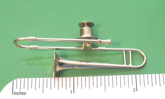 TROMBONE  miniature - hat pin , tie tac , lapel pin , hatpin (PGTB) GIFT BOXED