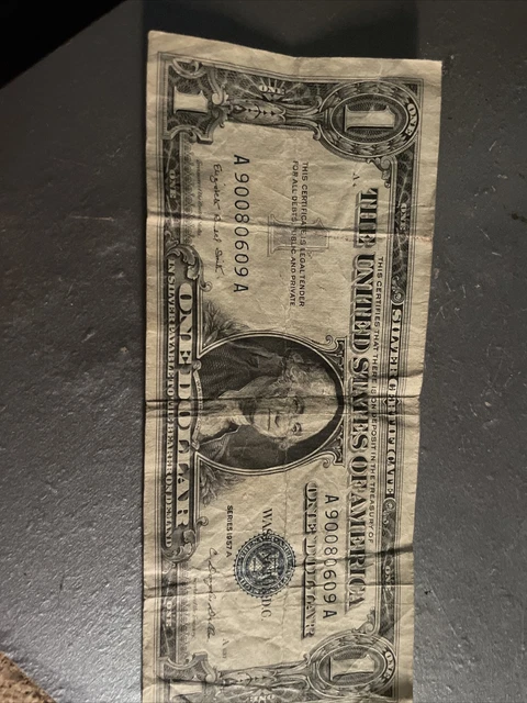 1957 A $1 Dollar Bill Silver Certificate Blue Seal Note
