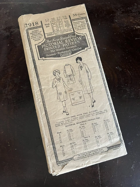 Antique 1920s Pattern Pictorial review 2918 dress.  incomplete as is