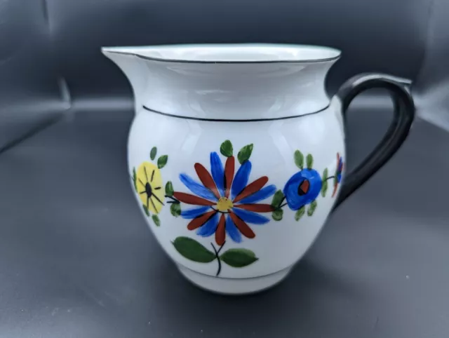 Vintage Czechoslovakia Registered Celebrate Hand painted flowers Jug Pitcher