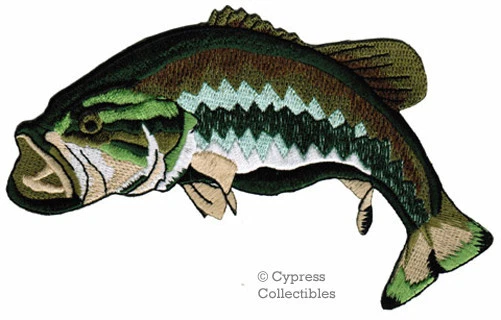 LARGEMOUTH BASS PATCH embroidered iron-on FISHING FISH SOUVENIR applique