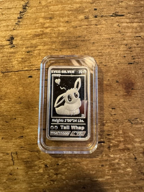 POKEMON 1/2 OZ Eevee .999 Pure Silver Art Bar {Proof} Rare Trading Card S/N  Ltd $114.95 - PicClick