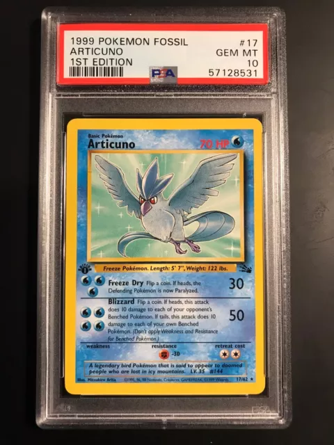 Articuno - 17/62 PSA 10 Non-Holo 1st Edition Fossil WOTC Pokemon Card