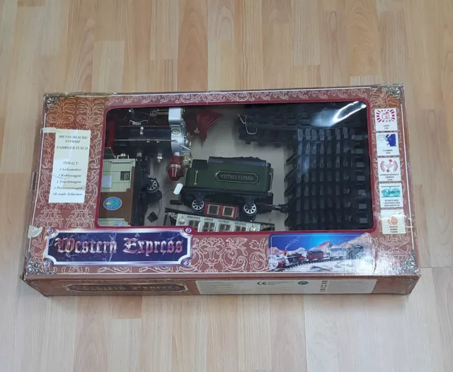 Western Express Eisenbahn Set, Vintage Rärität Spielzeug Lok Waggons Top Zustand