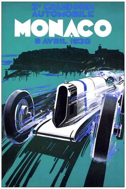 400411 Grand Prix Automobile Vintage Monaco 1930 WALL PRINT POSTER AU