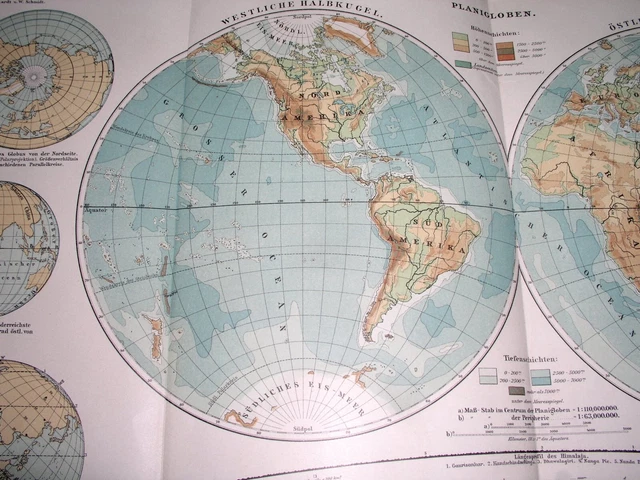 1901 Antique  Map Of The World Globes Hemispheres America Africa Asia Europe 2