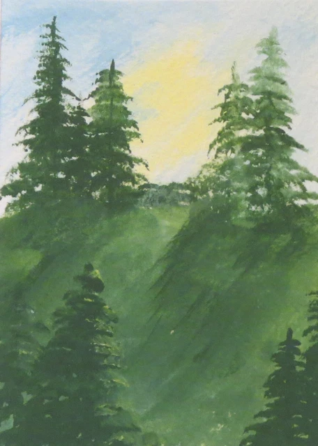ACEO  Original Acrylics   Morning Light   by Janet Hufnagle  ATC Miniature