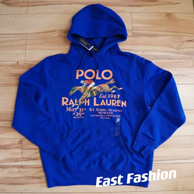 Mens  POLO-RALPH LAUREN (Graphic RL Riding Academy) Hoodie Fleece Sweatshirt