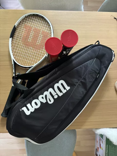 1 Wilson Hammer 6 Tennisschläger weiß / schwarz Inklusive Tasche + Bälle