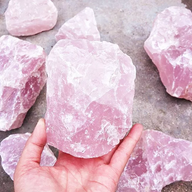 Large Natural Pink Rose Quartz Crystal Mini Stone Rock Healing Collectible Gift.