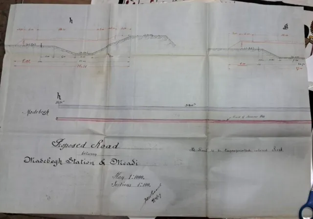 Egypt hand drawing map signed 1907  al maadi station size 50*70 cm - E2