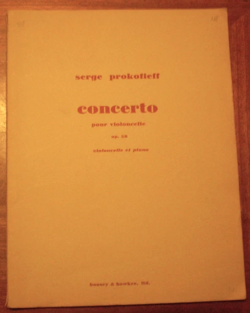 PROKOFIEV/PROKOFIEFF: CONCERTO FOR CELLO Op 58 (Cello & Piano)/ PARTITION/SHEET