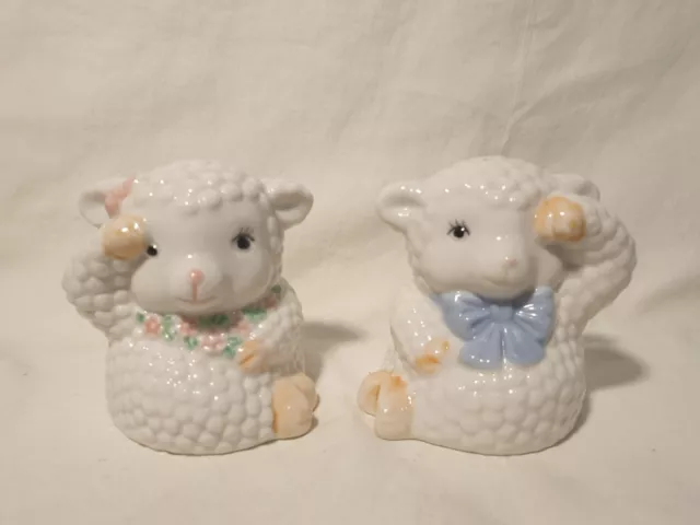 Vintage Lamb Salt & Pepper Shakers Baby Sheep Novelty With Stoppers Kitsch Cute