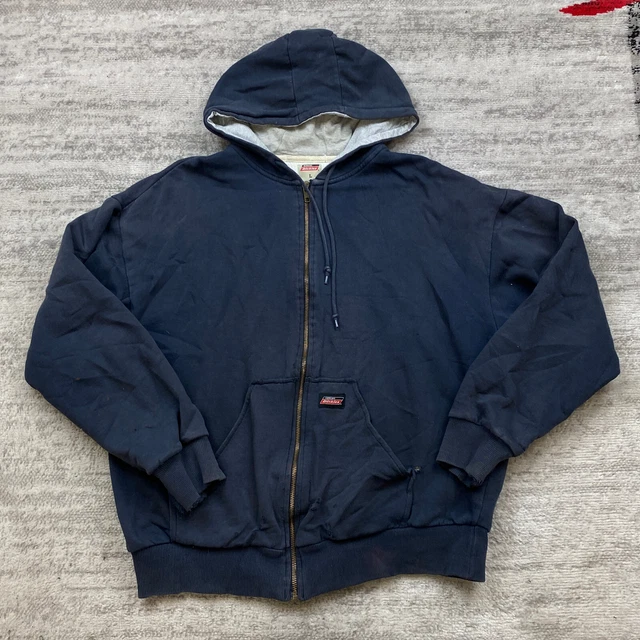 Dickies Jacket Adult Large Blue Work Wear Hoodie Lined Full Zip Outdoors Mens