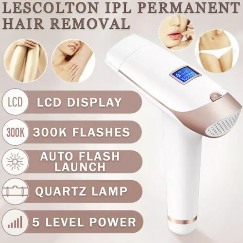 New IPL 300, 000 Pulses LCD Permanent Body & Face Hair Laser Removal Home Device