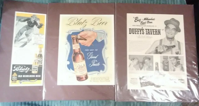 Blatz Beer Vtg (40's & 50's) Life & Fortune Magazine Matted Advertisements
