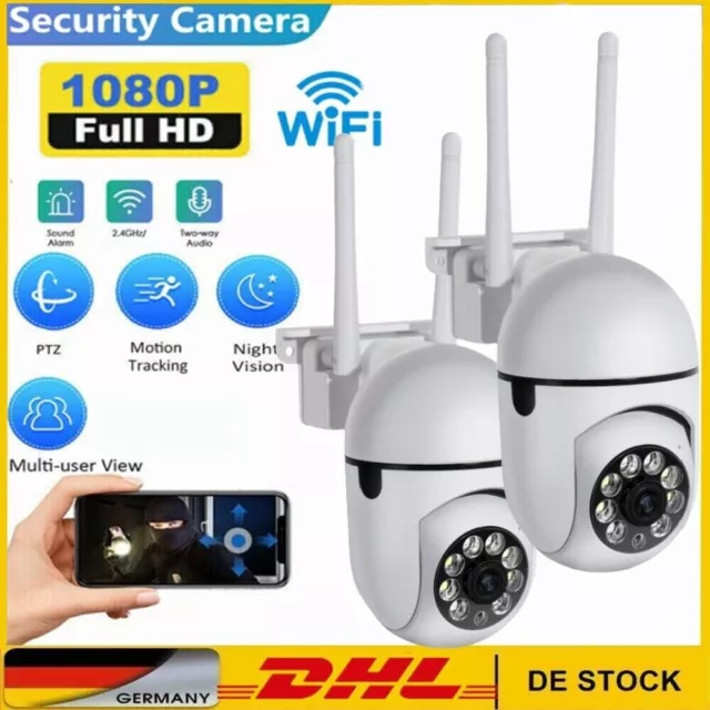 2 Pack 360° HD FUNK WLAN WIFI IP NETZWERK CAMERA AUßEN ÜBERWACHUNGSKAMERA